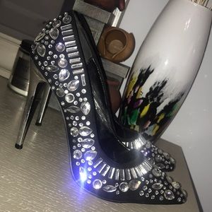 Black Jeweled Pumps